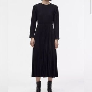 3 for $30 | Zara "The Tina" Black Pleated Long Sleeve Midi Maxi Dress